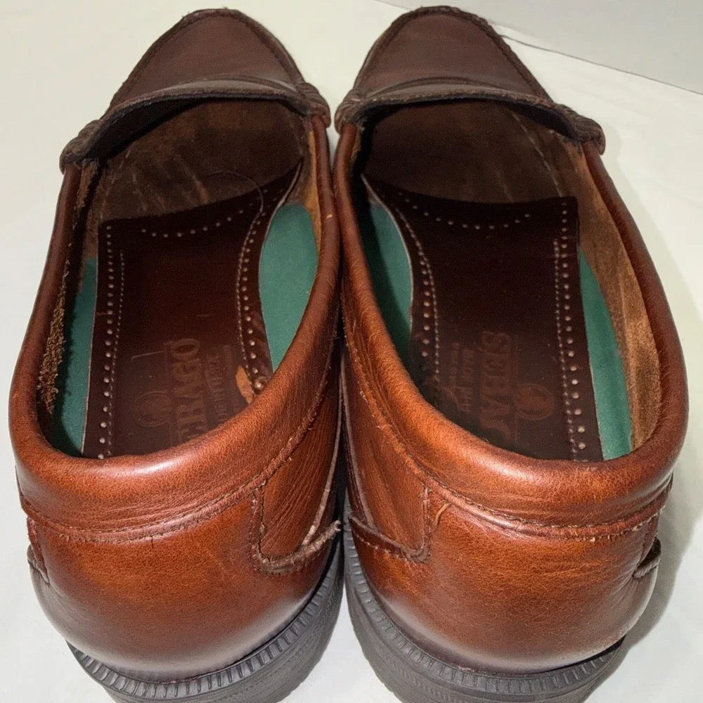 New Vintage Sebago Broadway Loafers Leather Shoes Brown Men's Size 13D USA Made